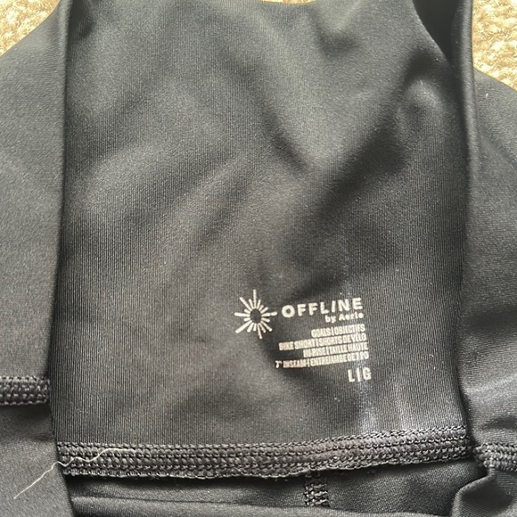 Aerie Offline OG Black Bike High Waisted Spandex 7” Women’s Large Train Run - Picture 2 of 5